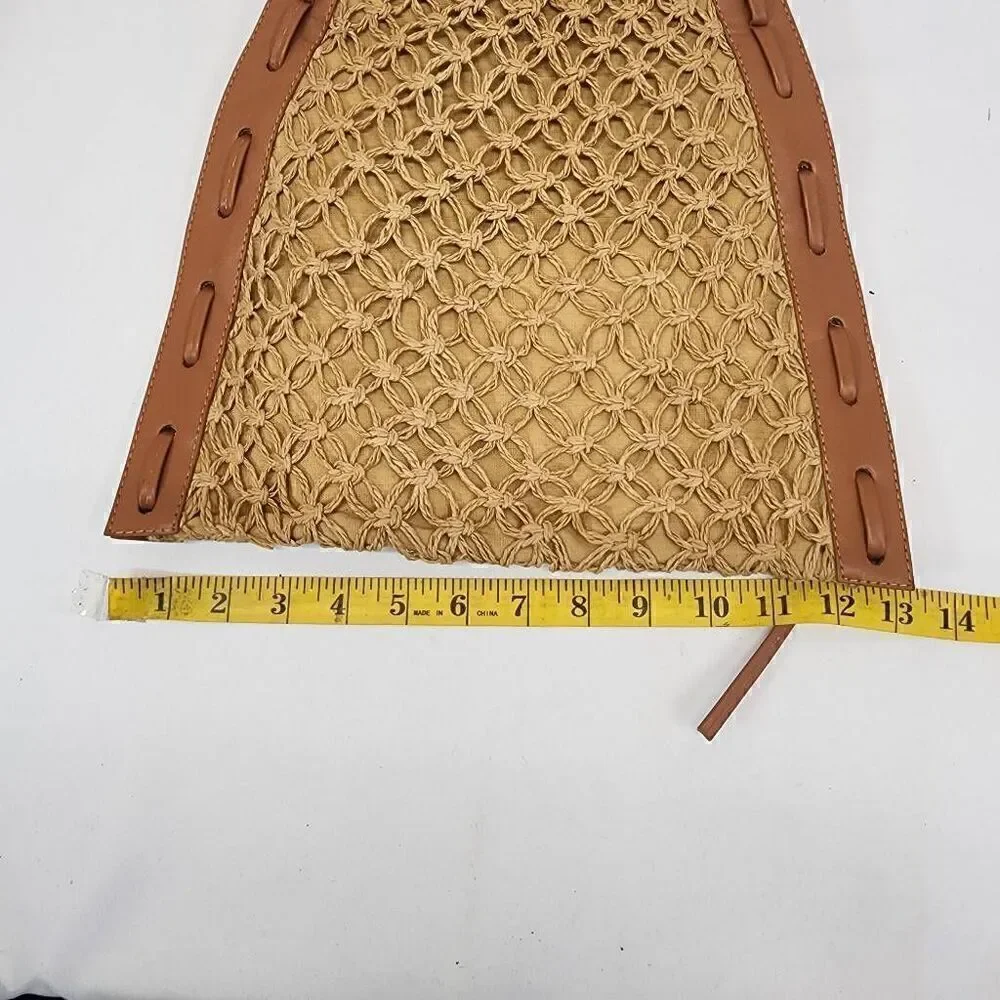 CROCHET Bag Faux Leather Wooden Handle